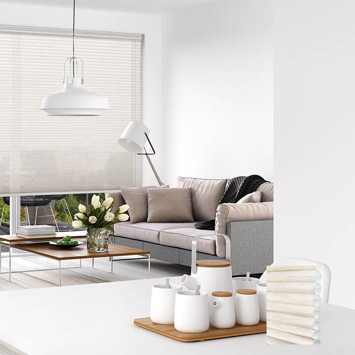 Brescia Cordless Light-Filtering Honeycomb Blinds Winter White