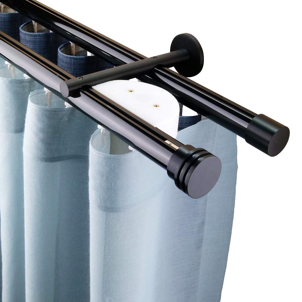 Now 1 3/8" Motorized Drapery Rod Set Double layer Black