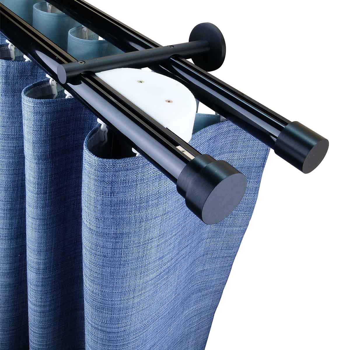 Now 1 3/8" Motorized Drapery Rod Set Double layer Black