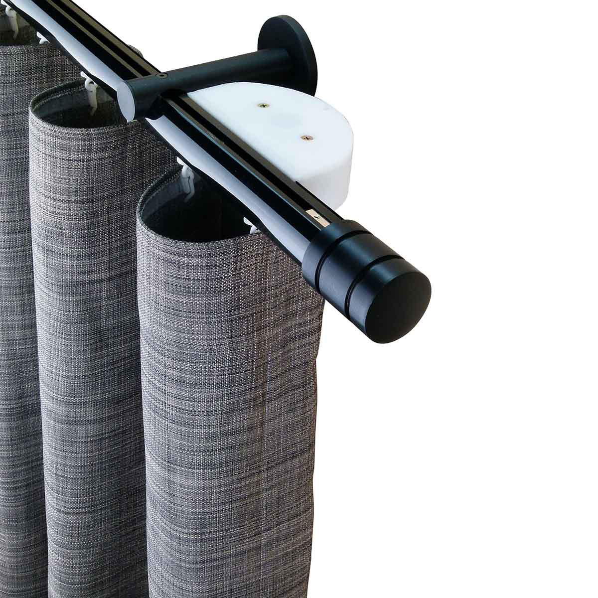 Now 1 3/8" Drapery Rod Set Single Layer Black