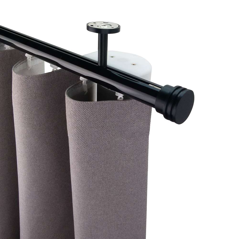 Now 1 3/8" Drapery Rod Set Single Layer Black