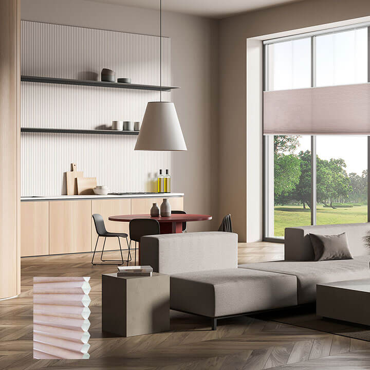Brescia Cordless Top Down Bottom Up Light-Filtering Honeycomb Blinds Roseate