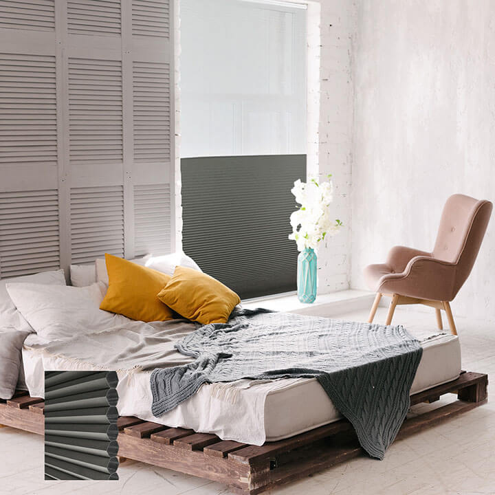 Brescia Cordless Day And Night Blackout Honeycomb Blinds Anthracite
