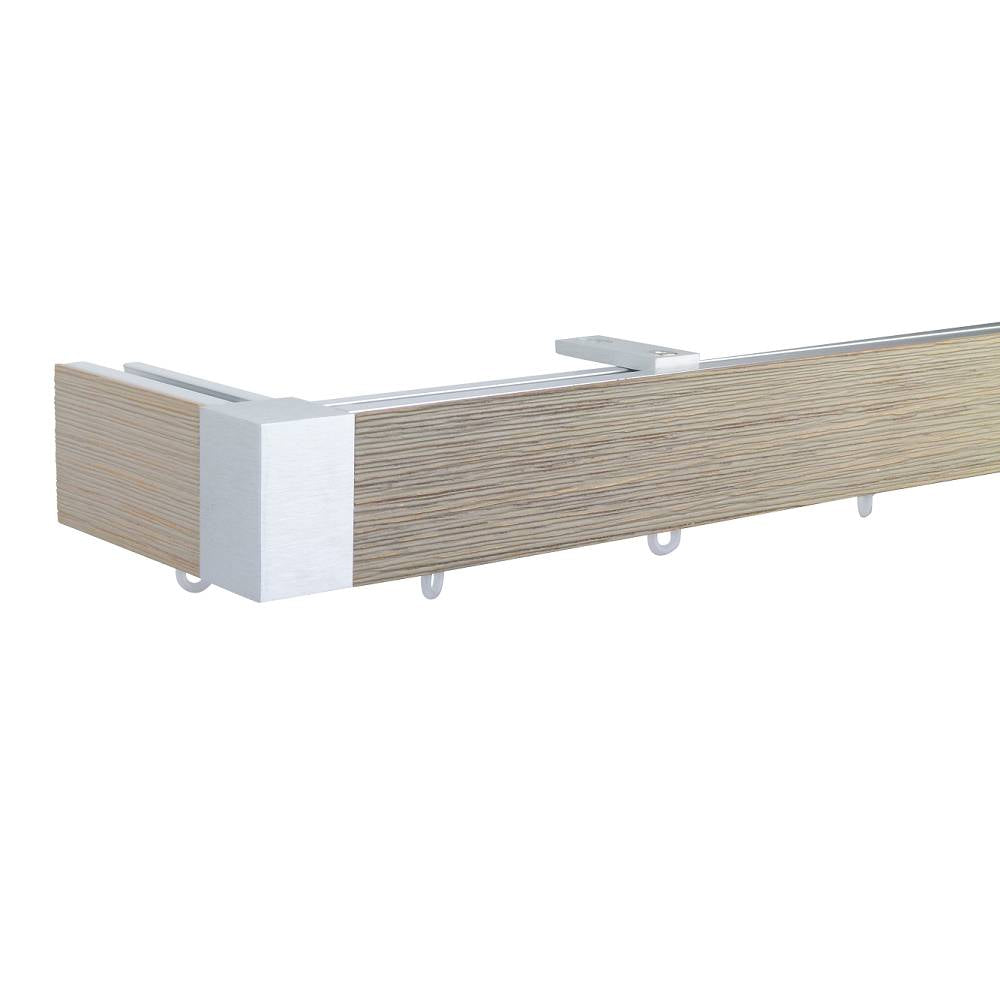 Icon 1 1/2" Wood Facial Drapery Rod Kit Single Layer Textured Drift Wood