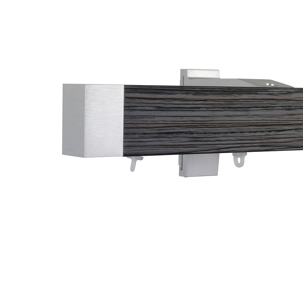 Icon 1 1/2" Wood Facial Drapery Rod Kit Single Layer Textured Black