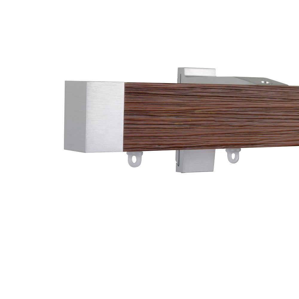 Icon 1 1/2" Wood Facial Drapery Rod Kit Single Layer Textured Dark Oak