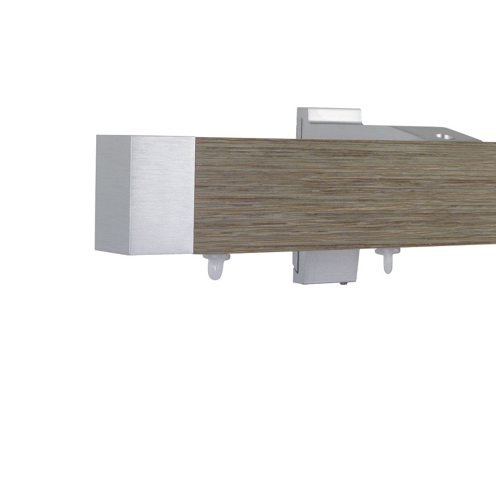 Icon 1 1/2" Wood Facial Drapery Rod Kit Single Layer Textured Drift Wood