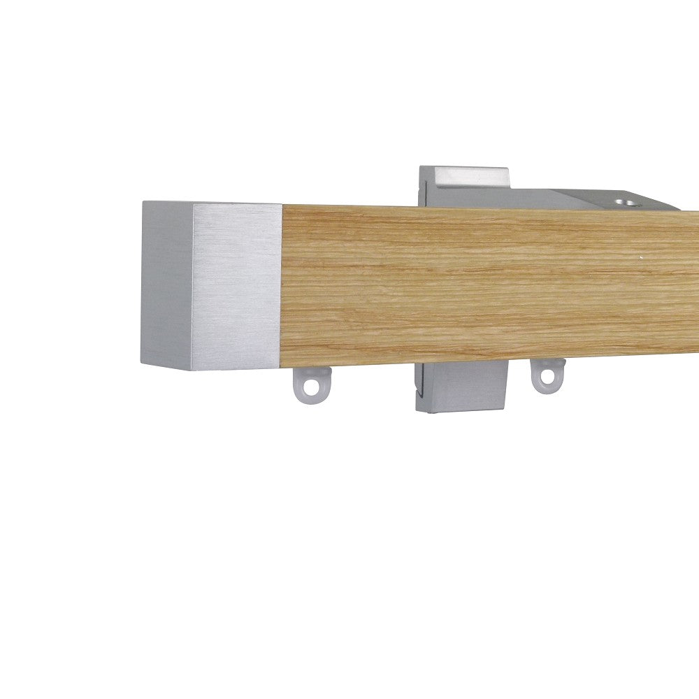 Icon 1 1/2" Wood Facial Drapery Rod Kit Single Layer Textured Natural