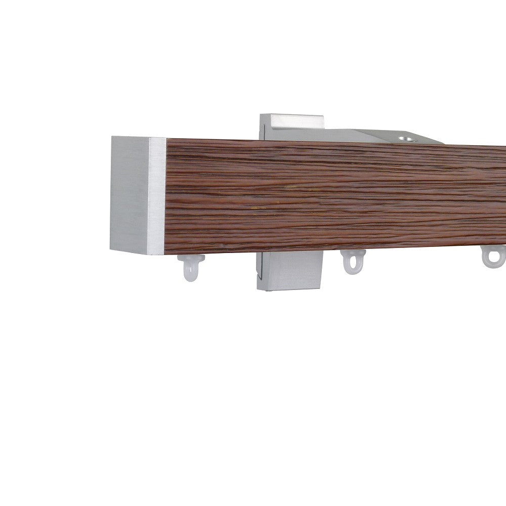 Icon 1 1/2" Wood Facial Drapery Rod Kit Single Layer Textured Dark Oak