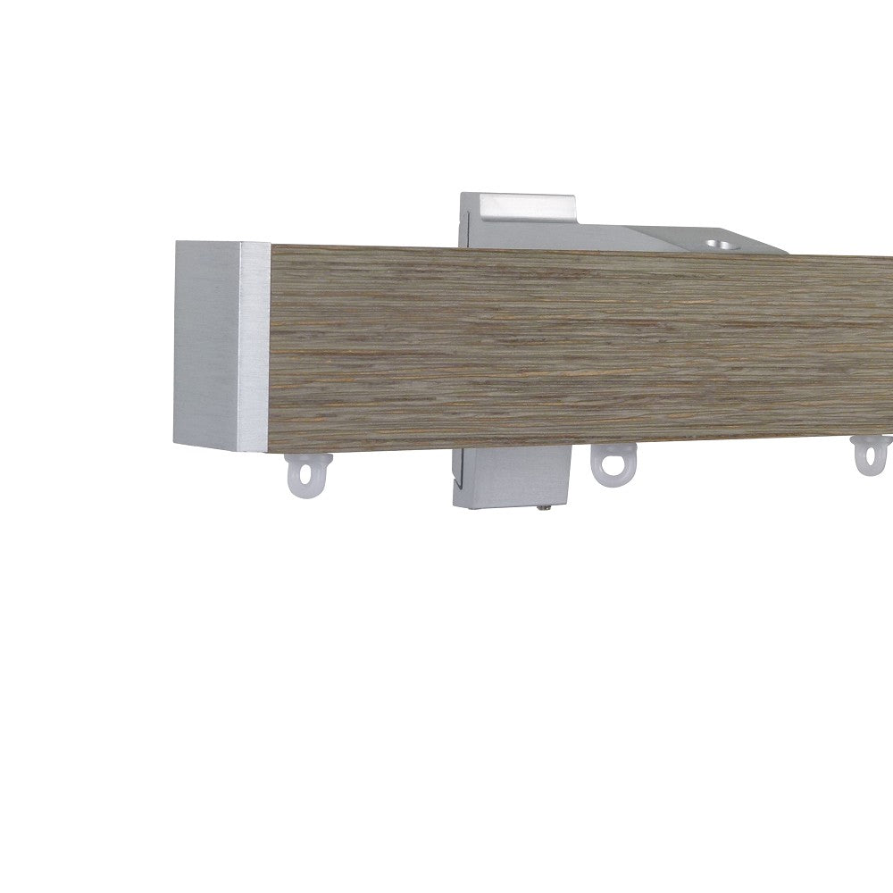 Icon 1 1/2" Wood Facial Drapery Rod Kit Single Layer Textured Drift Wood