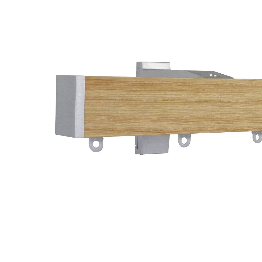Icon 1 1/2" Wood Facial Drapery Rod Kit Single Layer Textured Natural