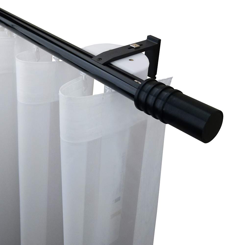 Now 1 3/8" Drapery Rod Set Single Layer Black
