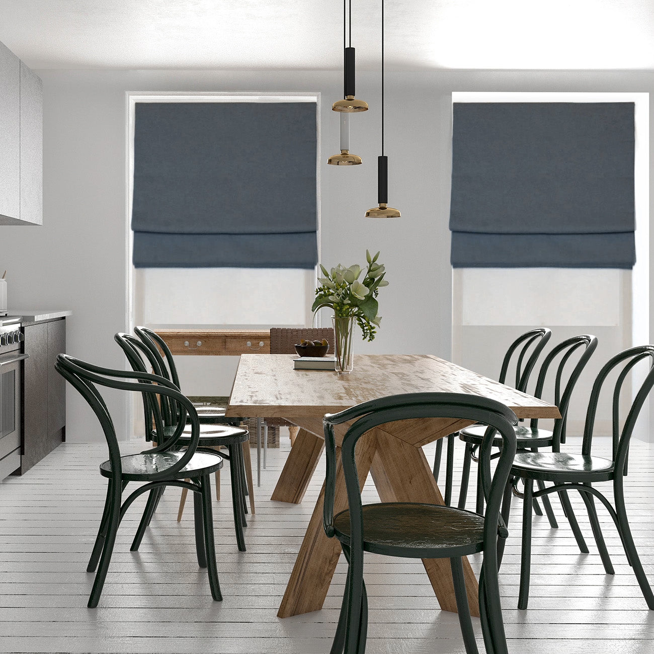 Rimin Roman Blinds Creaty Twin One Chain Kit
(Main FLORA-T462-02 Sheer ROUGH-ROU99)