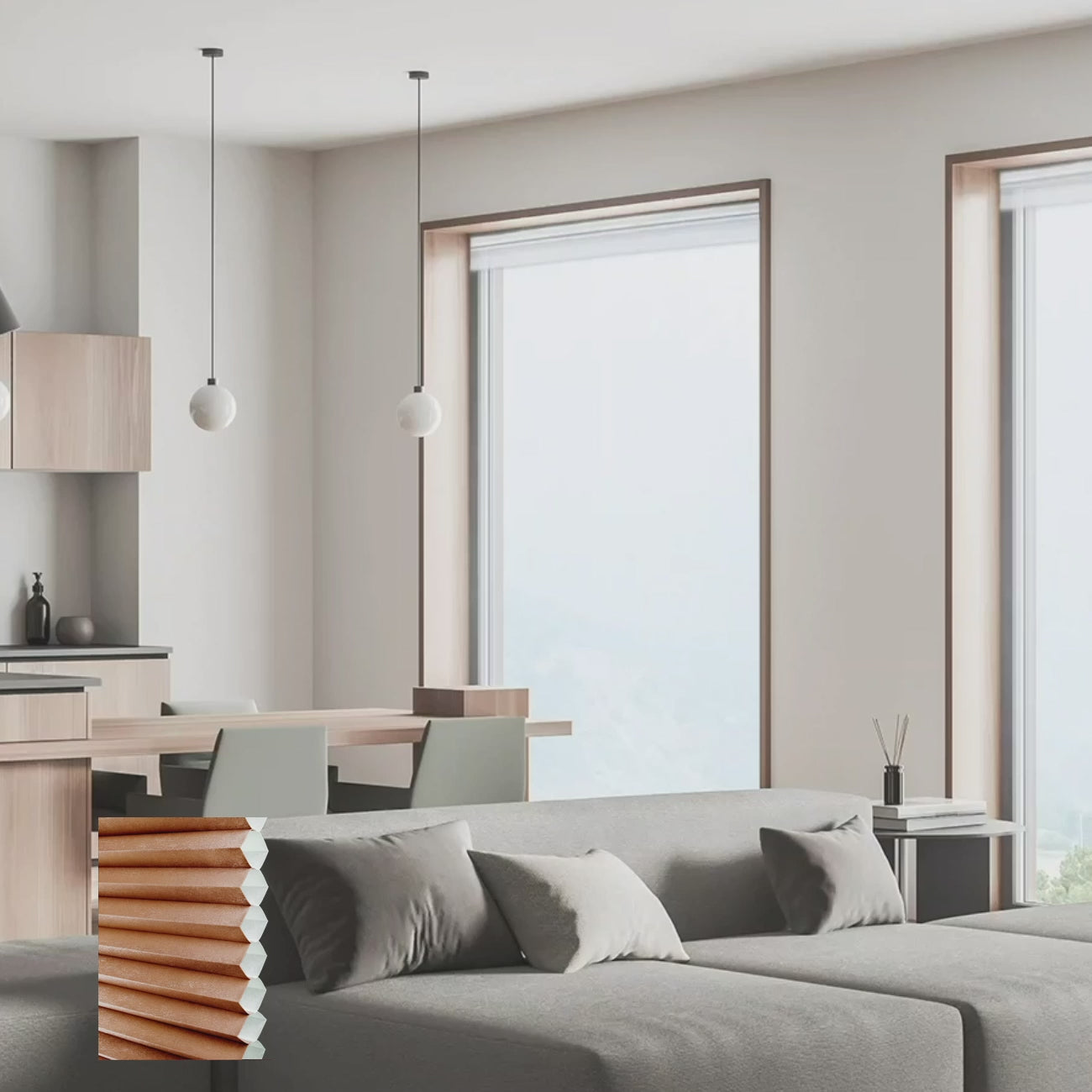 Brescia Cordless Top Down Bottom Up Light-Filtering Honeycomb Blinds Terra Cotta
