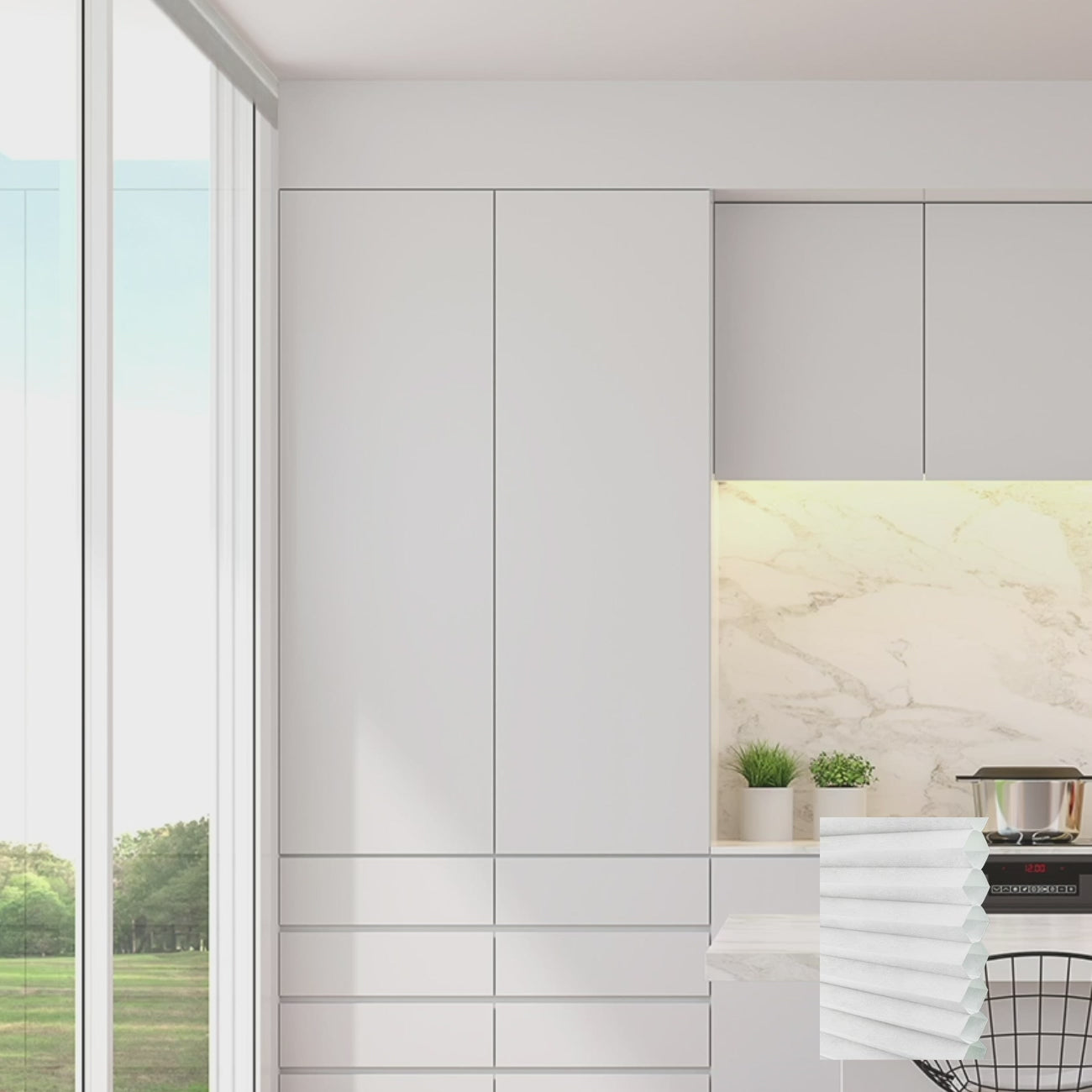 Brescia Cordless Light-Filtering Honeycomb Blinds Off-White