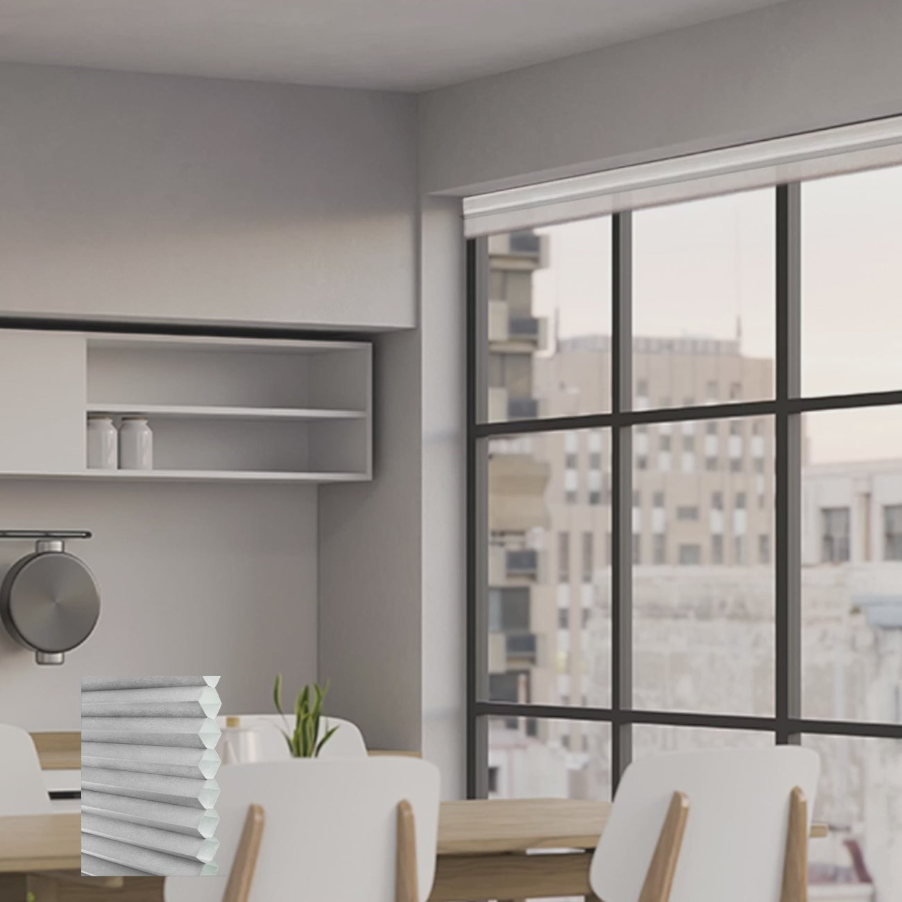 Brescia Cordless Light-Filtering Honeycomb Blinds Gray Sheen