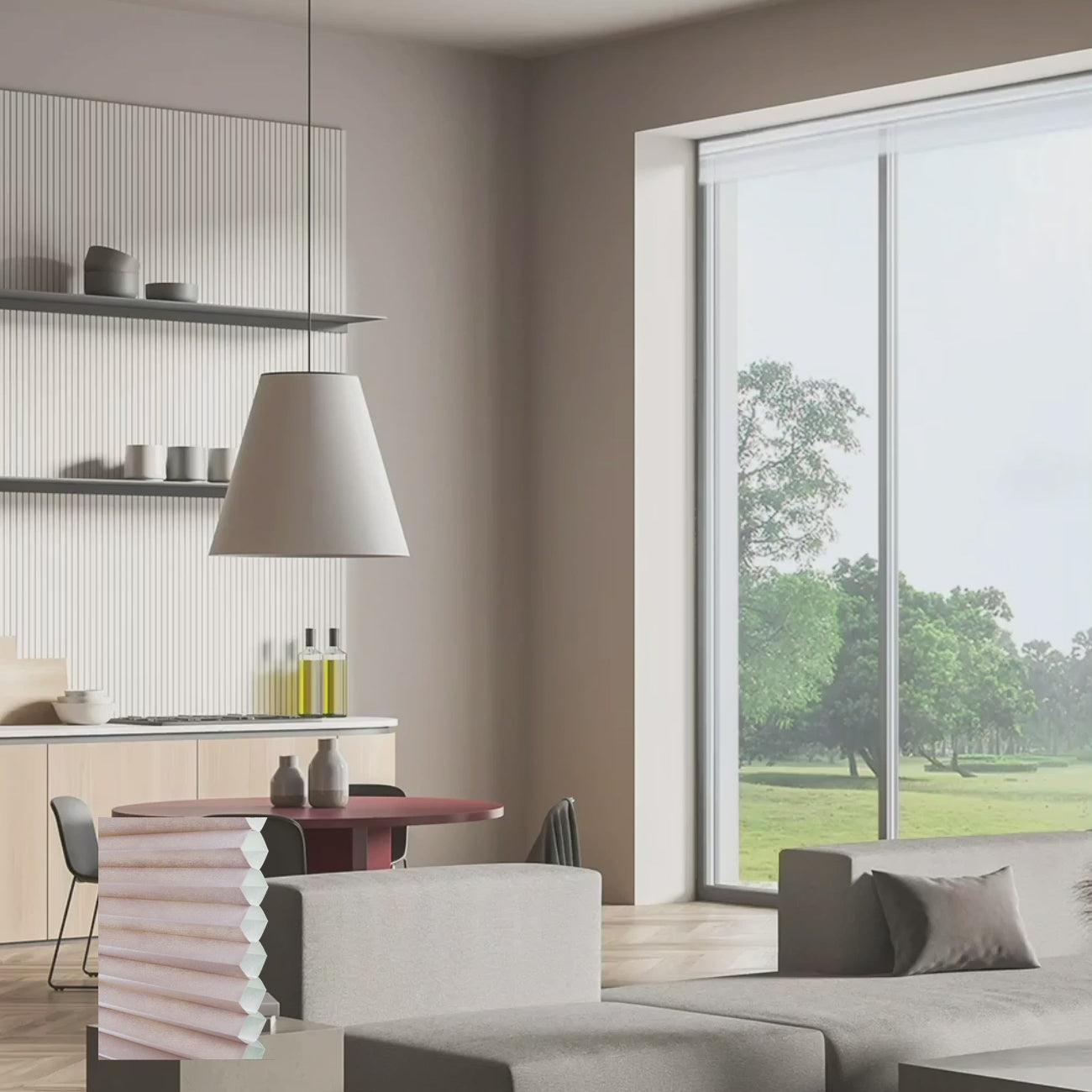 Brescia Cordless Top Down Bottom Up Light-Filtering Honeycomb Blinds Roseate