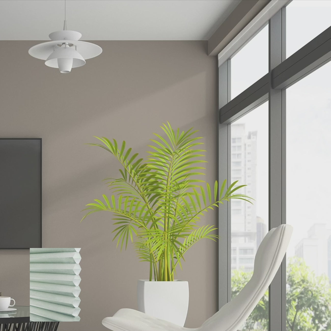 Brescia Cordless Light-Filtering Honeycomb Blinds Water Green