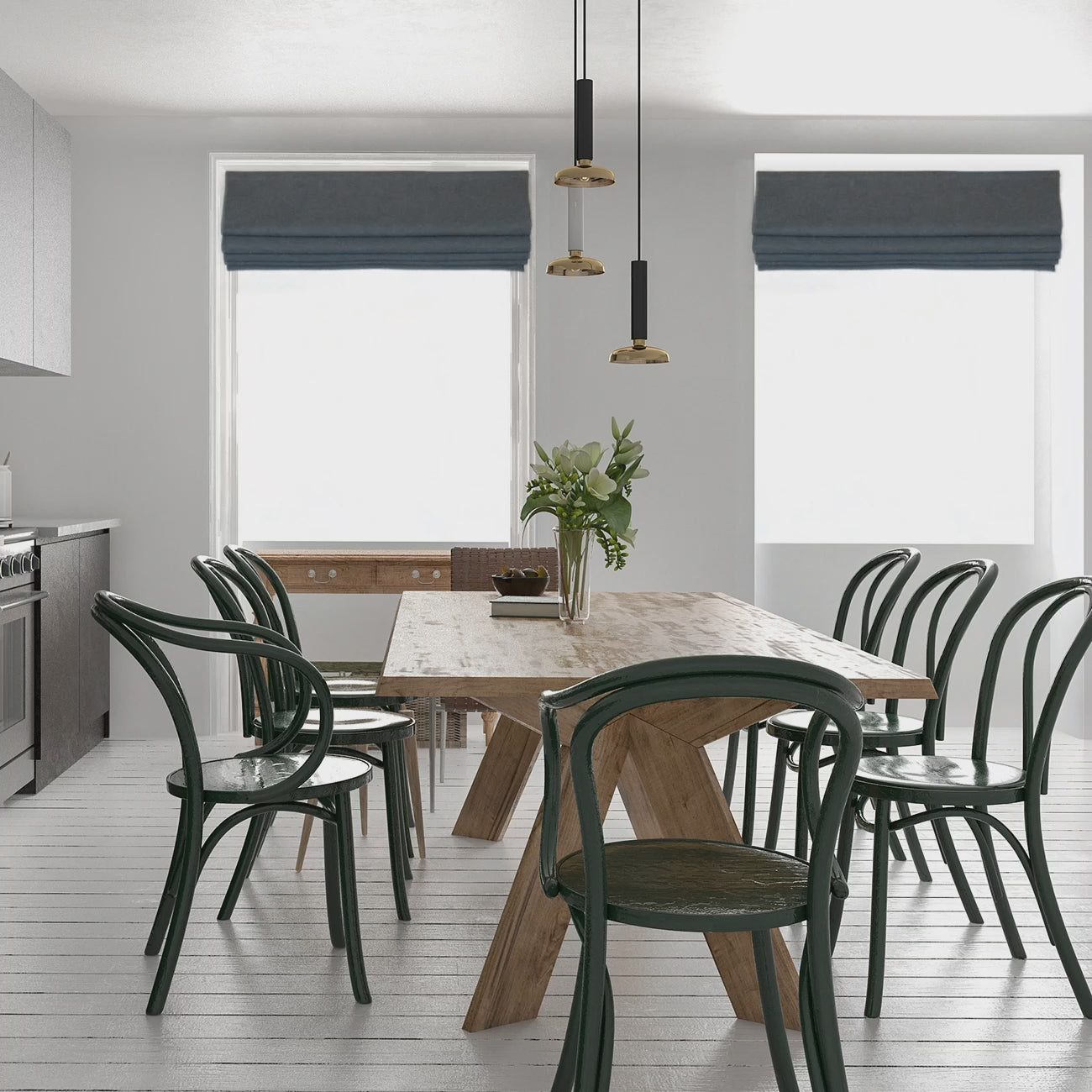 Rimin Roman Blinds Creaty Twin One Chain Kit
(Main FLORA-T462-02 Sheer ROUGH-ROU99)