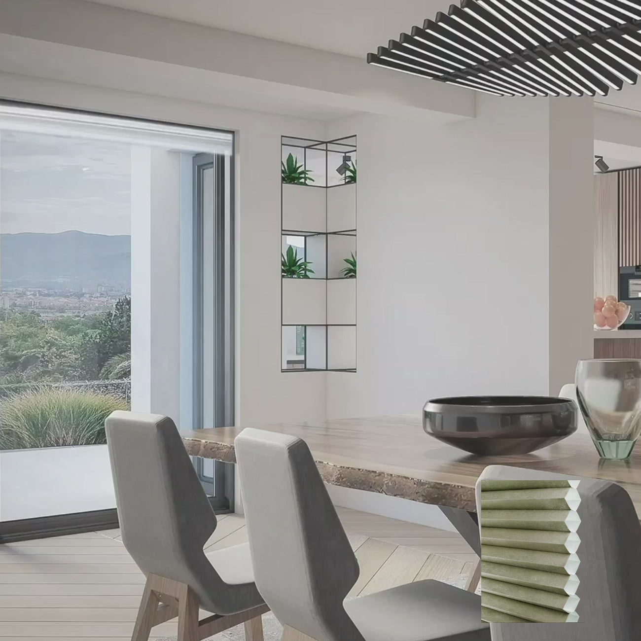 Brescia Cordless Top Down Bottom Up Light-Filtering Honeycomb Blinds Avocado