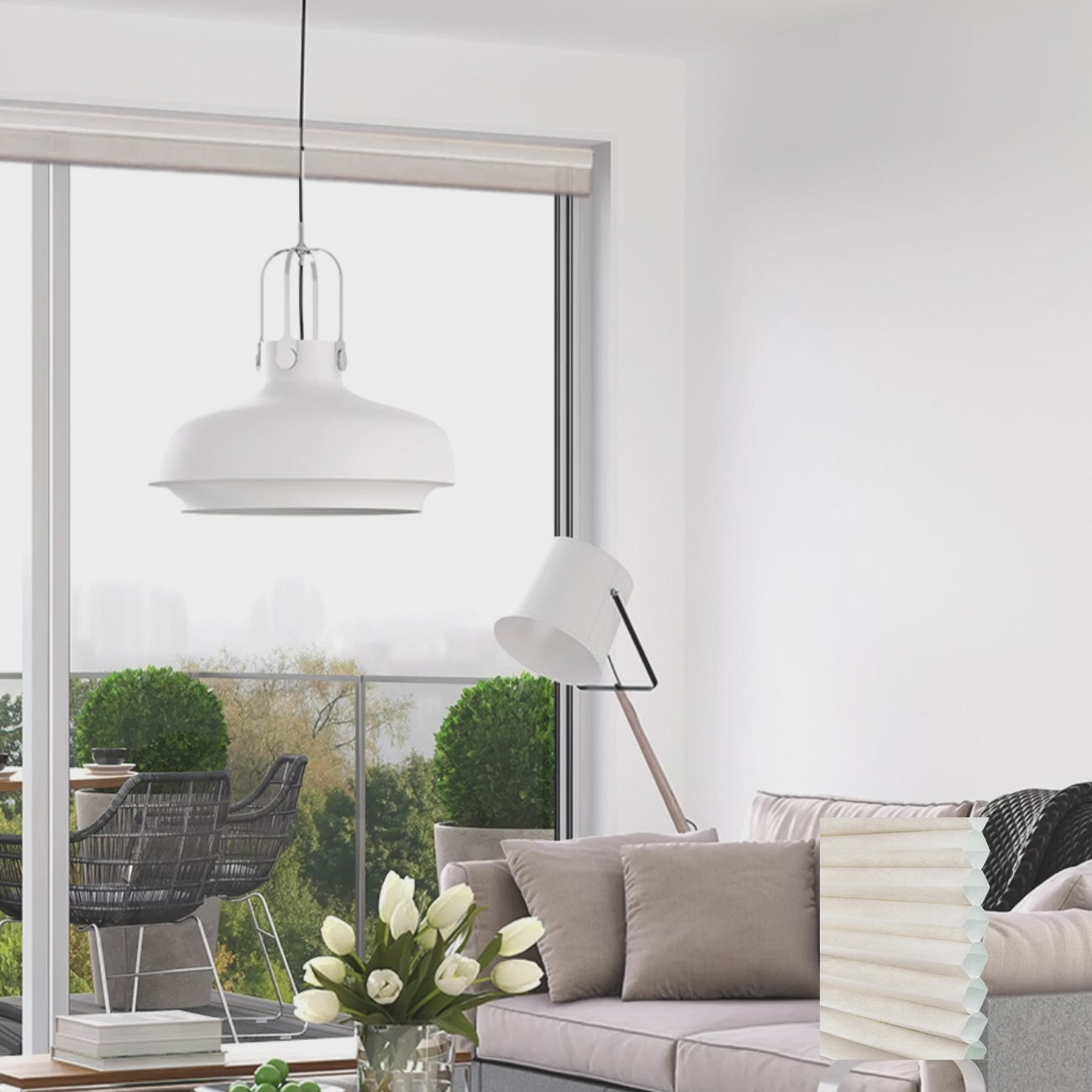 Brescia Cordless Light-Filtering Honeycomb Blinds Winter White