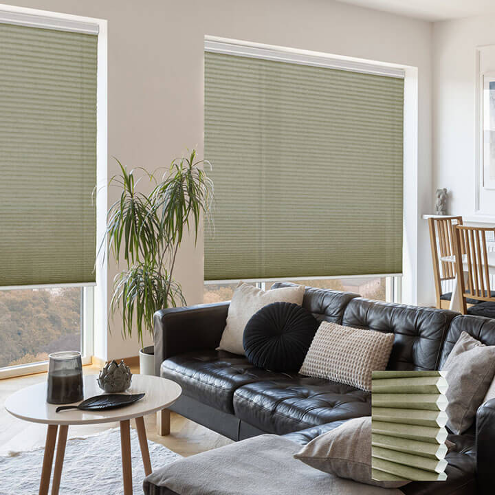 Brescia Cordless Light-Filtering Honeycomb Blinds Avocado