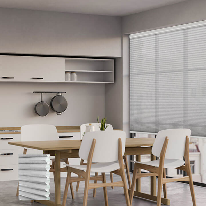 Brescia Cordless Light-Filtering Honeycomb Blinds Gray Sheen