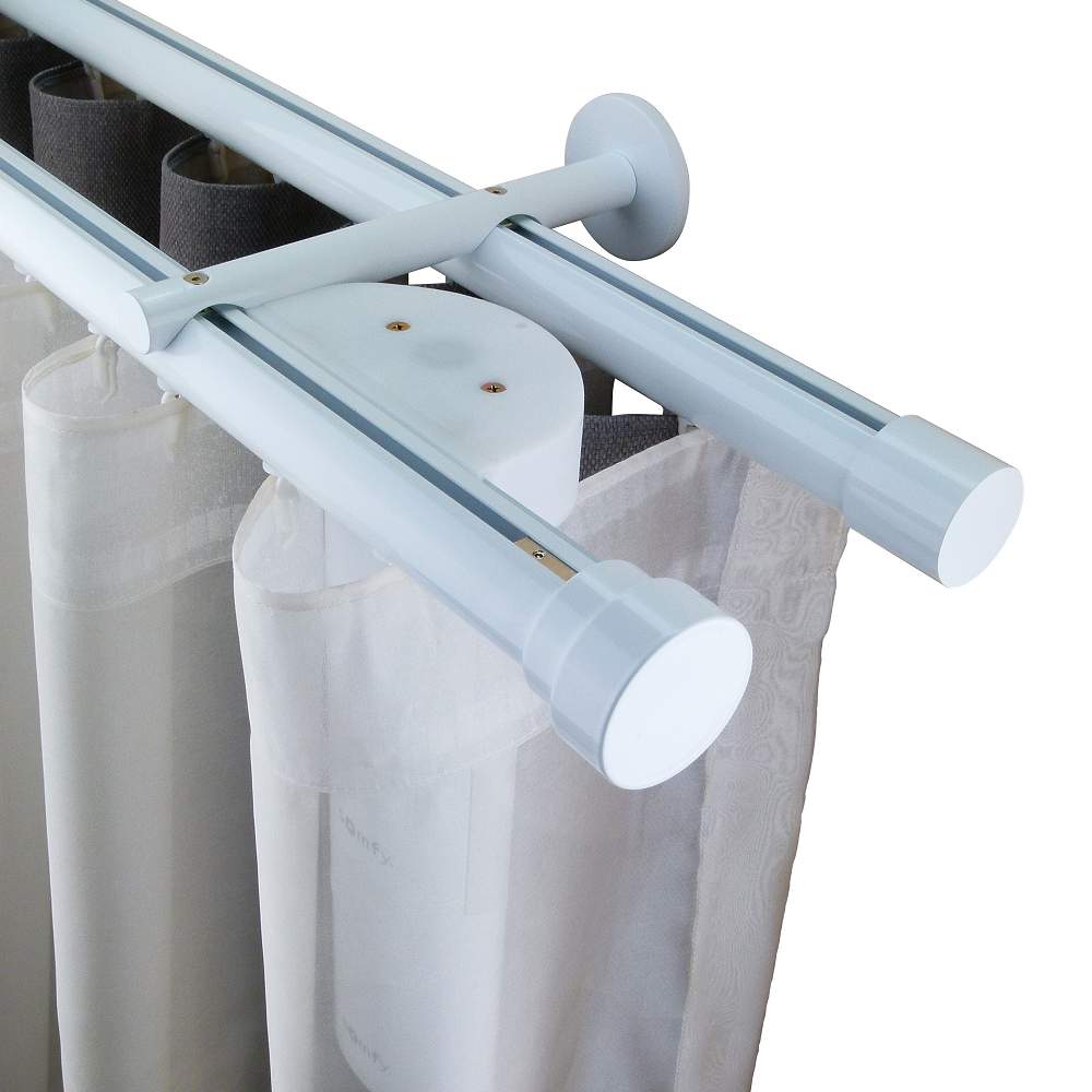 Now 1 3/8" Motorized Drapery Rod Set Double layer White