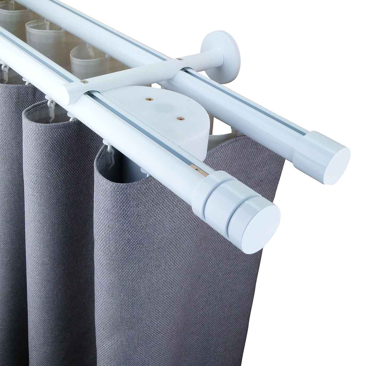 Now 1 3/8" Motorized Drapery Rod Set Double layer White