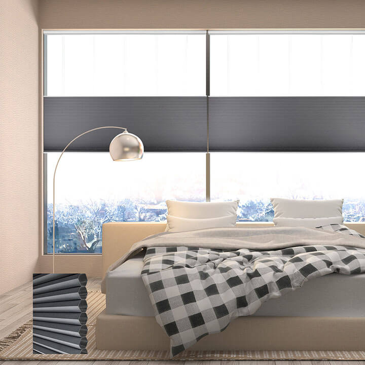 Brescia Cordless Top Down Bottom Up Blackout Honeycomb Blinds Royal Gray
