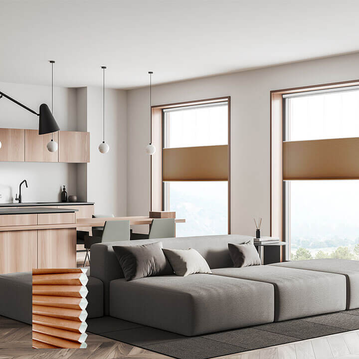 Brescia Cordless Top Down Bottom Up Light-Filtering Honeycomb Blinds Terra Cotta