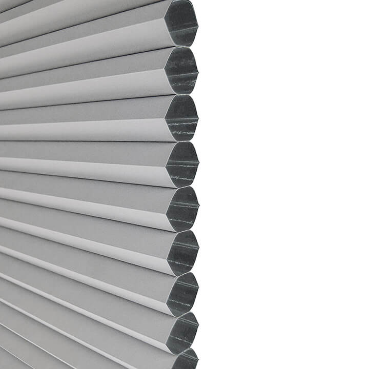 Brescia Motorized Day And Night Blackout Honeycomb Blinds Gray Sheen