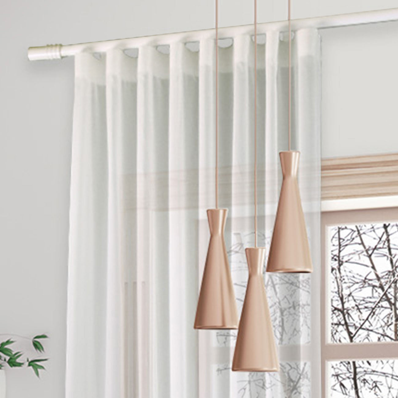 Now 1 3/8" Drapery Rod Set Single Layer White