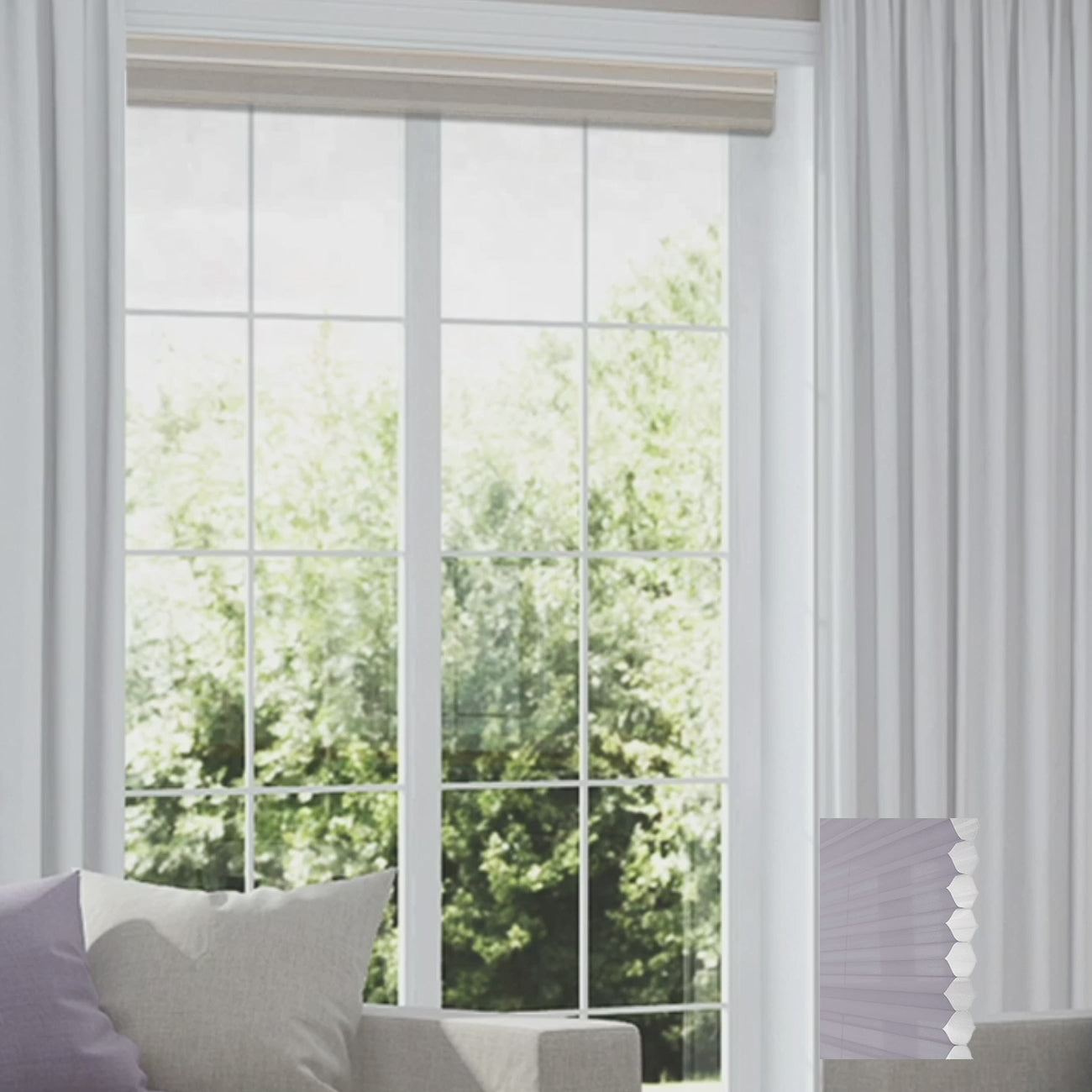 Parma Motorized Sheer Honeycomb Blinds Wisteria